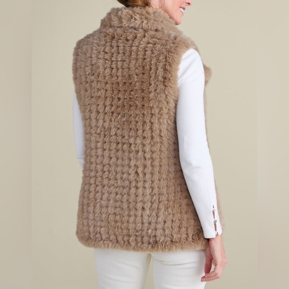 Soft Surroundings Taupe Faux Fur Draped Vest, Size Medium - Picture 10 of 10